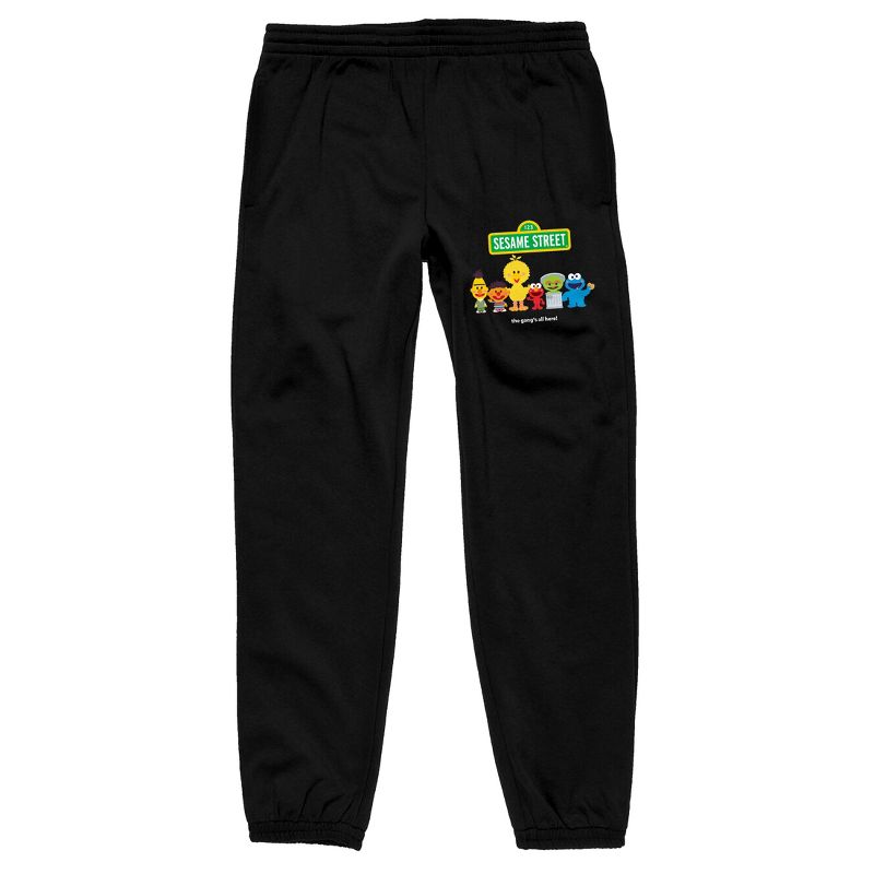 Sesame Street Sesame Street Gang Men's Black Graphic Sweatpants, 1 of 4