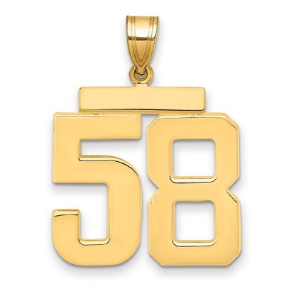 Black Bow Jewelry 14k Yellow Gold, Athletic Collection, Large Polished Number 58 Pendant