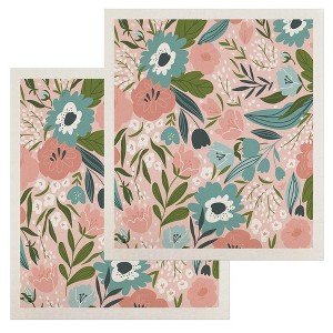 Peach Flowers Dishcloth Set