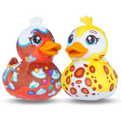 Mini Kwaaks, Charlie & Leo - 4" Plush Ducks with Stitched Eyes & Soft Beak, Hanging Loop Plush Toys for Bags, Collectible Stuffed Animal Set