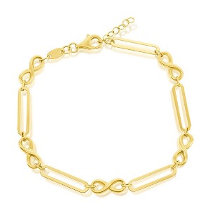 Classic Gold 14K Yellow Gold, Alternating Infinity & Paperclip Design Link Bracelet - Gold - 7.25 Inch - 1 of 2