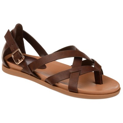 Journee Collection Womens Ziporah Gladiator Flat Sandals Brown 5.5 : Target