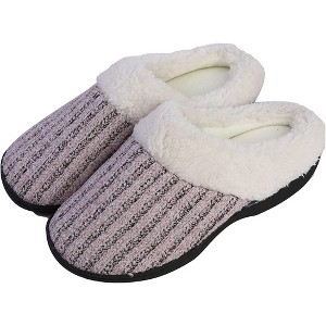 Roxoni Women’s House Slippers Knit Fleece Lined Cozy Clog House Shoes - 1 of 4