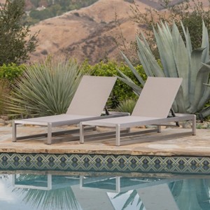 Christopher Knight Home Camdyn Outdoor Mesh and Aluminum Armless Adjustable Chaise Lounges (Set of 2) - 1 of 4
