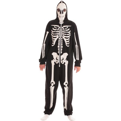 #followme Mens One Piece Full Face Zip Skeleton Adult Onesie Hooded ...