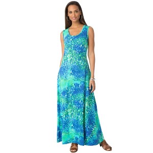 Jessica London Women's Plus Size Stretch Cotton Tank Maxi Dress - 1 of 4