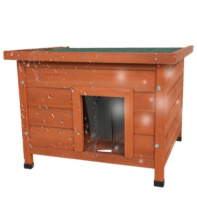 VisioGear Cat House, Outdoor Indoor Rabbit Hutch for Bunnies, Cats, Dogs and Other Small Animals, Natural, 22.5"*17.7"*17.1"