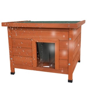 DSVIMOY Cat House, Outdoor Indoor Rabbit Hutch for Bunnies, Cats, Dogs and Other Small Animals, Natural, 22.5"*17.7"*17.1" - 1 of 4