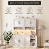 Coolmee Kitchen Bar Pantry Cabinet with RGB Light, Tall Hutch with Microwave Stand, Barn Doors and 2 Open Shelves, Cupboard for Dining Room - 3 of 4
