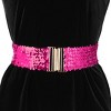 INSPIRE CHIC Women's Shinny Wide Waist Belts Interlock Buckles Sequins Decor Stretchy Belts 2 Pcs 23.62" - 4 of 4