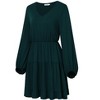 Women's Long Sleeve Tiered Fall Dress V Neck Casual Loose Flowy Short Dress - 2 of 4