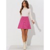 INSPIRE CHIC Women's Faux Suede Button Front A-Line High Waisted Mini Short Skirt - 3 of 4