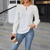 Womens Crew Neck Long Sleeve Top Smocked Front Business Ladies Casual Blouses Tunic - 2 of 4