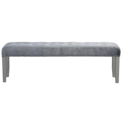 Passion Furniture Geneva Silver Champagne Bench with Chrome Nailheads and Jewel Tufted Seat (20 in. H x  62 in. W x 15 in. D)