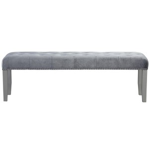 Passion Furniture Geneva Silver Champagne Bench with Chrome Nailheads and Jewel Tufted Seat (20 in. H x  62 in. W x 15 in. D) - 1 of 4