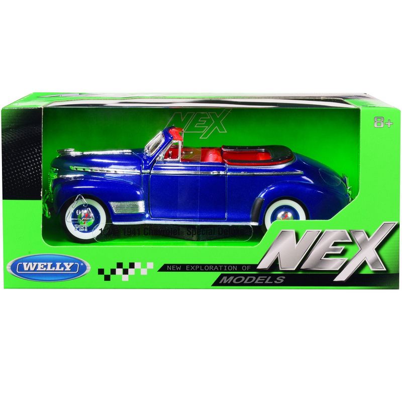 1941 Chevrolet Special Deluxe Convertible Blue Metallic with Red Interior "NEX Models" 1/24 Diecast Model Car by Welly, 1 of 4