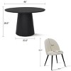 5-Piece Modern Round Dining Table Set, 46'' Pedestal Table with 4 White Boucle Upholstered Chairs, Space-Saving Dining Room Furniture-Maison Boucle - 3 of 4