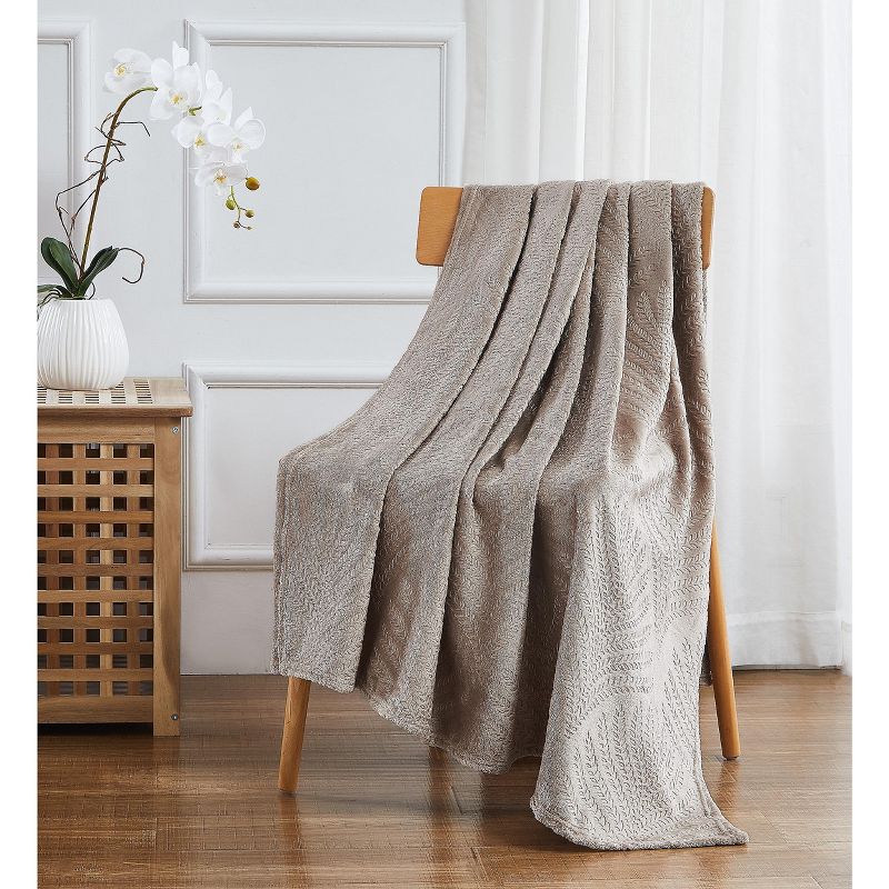 Kate Aurora Floral Ferns Shabby Chic Styled Oversized Ultra Soft & Plush Accent Throw Blanket, 1 of 2