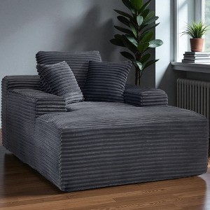 Mshliw 67" Oversized Chaise Lounge Chair with Wide Armrest,Deep Seat Corduroy Sleeper Sofa with 3 Pillows,Convertible Boneless Sofa Bed,No Assembly - 1 of 4