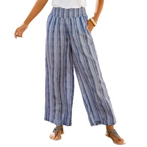 Women's Striped Wide Leg Pants - LASCANA - 1 of 4