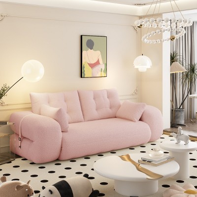 King Size Human Dog Bed, 3-in-1 Foldable Sofa Couch with Surroundings, Teddy Fabric Foam-Filled Sleeper Floor Sofa for Living Room-Baofuwish