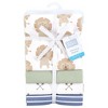 Hudson Baby Infant Boys Cotton Flannel Receiving Blankets 4pk, Modern Lion, One Size - 2 of 4