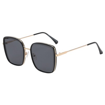 Anna-Kaci Minimalist Square Frame Sunglasses with Slim Metal Arms and Flat Top Bridge Design