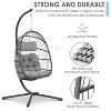 Brafab Hanging Egg Chair with Steel Stand and Fluffy Cushion, Lounge Wicker Iron Swing Chairs for Indoor Outdoor Patio Garden - 3 of 4
