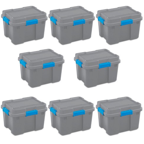 Sterilite 15 Gallon Stackable Industrial Tote With Latches, Tie Down Holes,  And Indexed Lids For Heavy-duty Storage Needs : Target