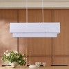 Dewdrop 35.43" Modern Chandelier for Kitchen Island, 4-Light 2-Tier Rectangle Pendant with Off White Fabric Shade - 3 of 4
