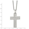 Black Bow Jewelry Men's Stainless Steel & CZ Large Beveled Cross Necklace, 24 Inch - 3 of 4