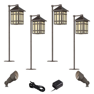 Kathy Ireland Jardin du Jour Bronze 8-Piece LED Path and Spot Light Set