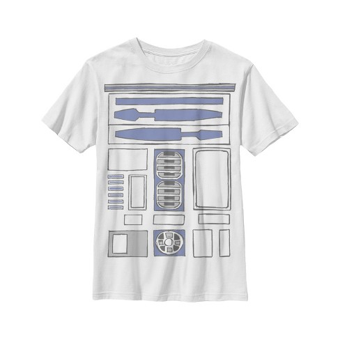 Boy s Star Wars R2 D2 Cartoon Costume T Shirt White Large