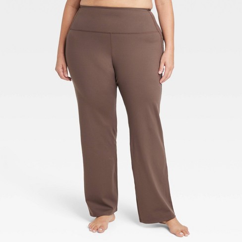 Women's Brushed Sculpt Curvy Pocket Straight Leg Pants - All In Motion™  Espresso 2X