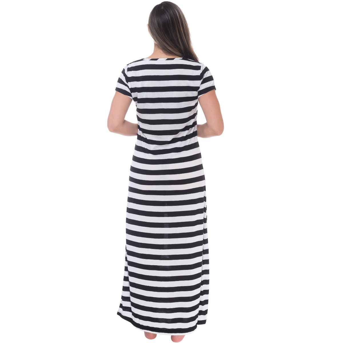 Женские платья Just Love Womens Stripe Maxi Dress Knit Jersey T-Shirt Dress for Women 2193-BW-L — фото 3