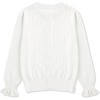 Girls Long Sleeve Cardigan Sweater Crew Neck Uniform Knit Sweater Button Down Ruffle - 2 of 4