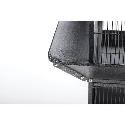 Large Black Powder-Coated Steel Bird Cage with Stand