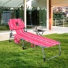 Tangkula Lounge Chair Beach Chair w/ Face Arm Hole Detachable Pillow Adjustable Backrest Side Pocket Outdoor Folding Chaise Sunbathing Chair Hot Pink - 4 of 4