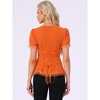 INSPIRE CHIC Women's Square Neck Solid Color Puff Short Sleeve Lace Up Gothic Blouse - 3 of 4