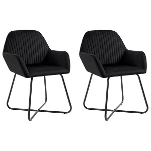 vidaXL Dining Chairs 2 pcs Black Velvet - 1 of 4