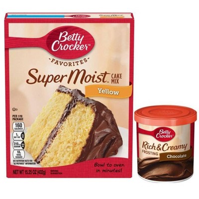 Betty Crocker Super Moist Yellow Cake Mix & Chocolate Frosting Bundle