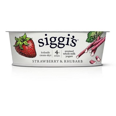 Siggi's 4% Strained Whole Milk Strawberry Rhubarb Icelandic Style Greek Yogurt - 4.4oz