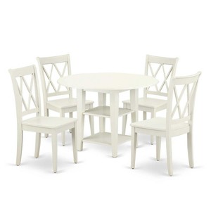 Round Dining Table Set 5pc 20-42 Inch Table w/ Drop Leaves & 4 Chairs - 1 of 4
