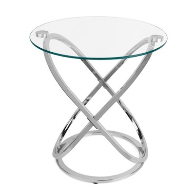 Danya B. Galaxy and Tempered Glass Round End Table - Chrome