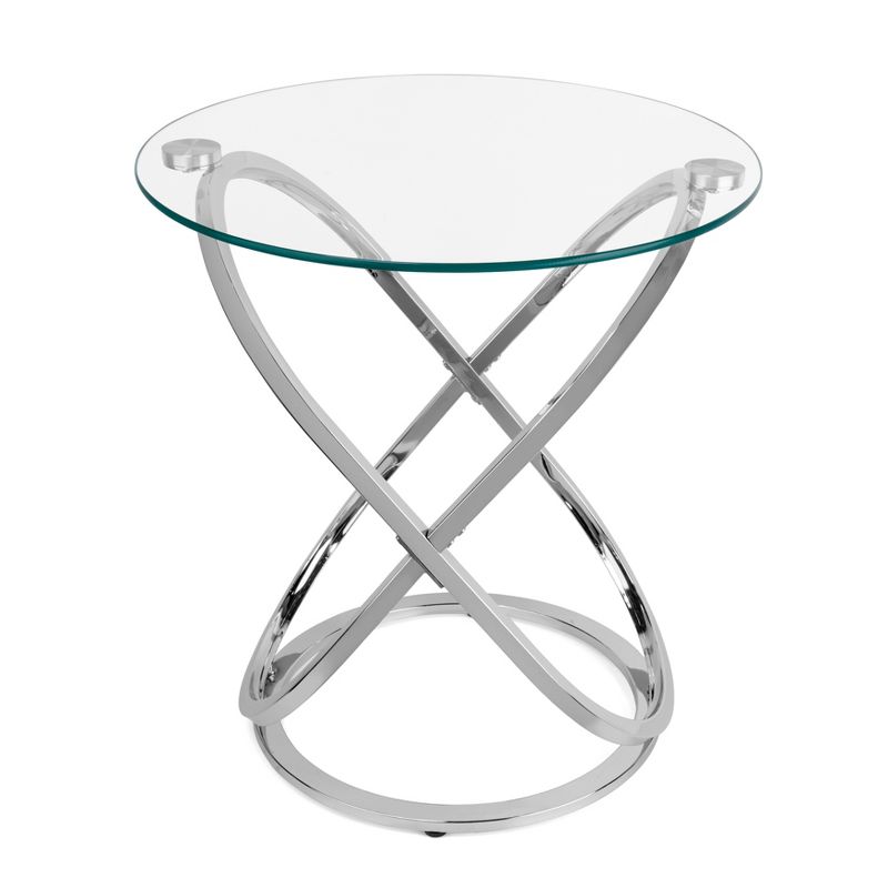 20.5" Round Galaxy Clear Tempered Glass End Table - Danya B., 1 of 5