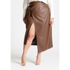 ELOQUII Women's Plus Size Wrap Front Faux Leather Midi Skirt - 3 of 4
