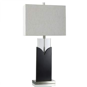 Crystal Night Light Accent Table Lamp Black Brushed Steel Finish - StyleCraft