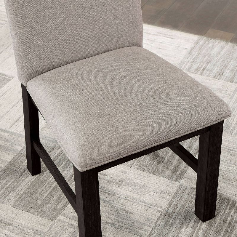 HOMES: Inside + Out Set of 2 Brightpeak Transitional Pleated Back Upholstered Dining Chairs Antique Black/Gray, 4 of 7
