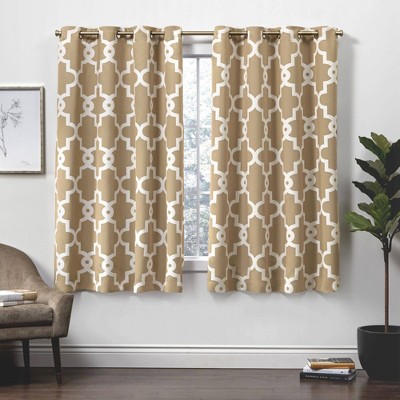 Set of 2 Ironwork Sateen Woven Room Darkening Window Curtain Panels - Exclusive Home