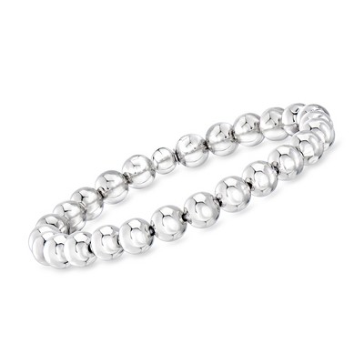 Ross-Simons Italian 8mm Sterling Silver Bead Stretch Bracelet Size 7